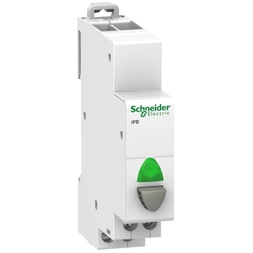 A9E18038 - Acti9 iPB buton gri 1ND - indicator luminos verde 12-48Vca/cc, Schneider Electric