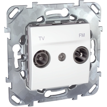 MGU5.452.18B - Unica - TV/FM socket - end-of-line (terminal socket) - 2 m - white, Schneider Electric