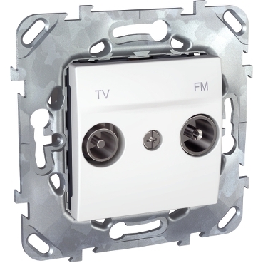 MGU5.453.18B - Unica - TV/FM socket - intermediate socket (passage) - 2 m - white, Schneider Electric