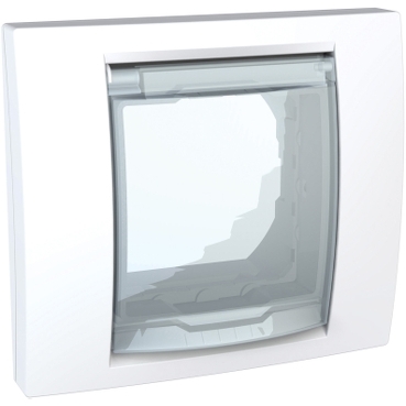 MGU61.002.18D - Unica Plus - cover frame with fixing frame - 1 gang - white - white, Schneider Electric
