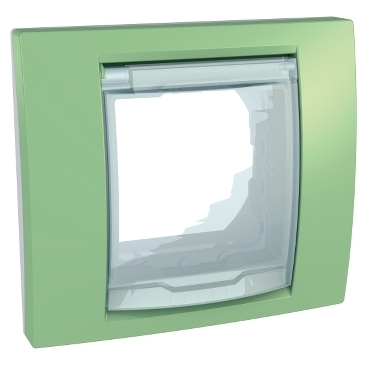 MGU61.002.863D - Unica Plus - cover frame with fixing frame - 1 gang - apple green - white, Schneider Electric