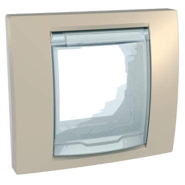 MGU61.002.867D - Unica Plus - cover frame with fixing frame - 1 gang - sand - white, Schneider Electric