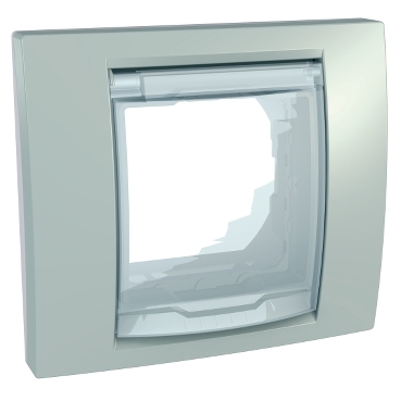 MGU61.002.870D - Unica Plus - cover frame with fixing frame - 1 gang - water green - white, Schneider Electric