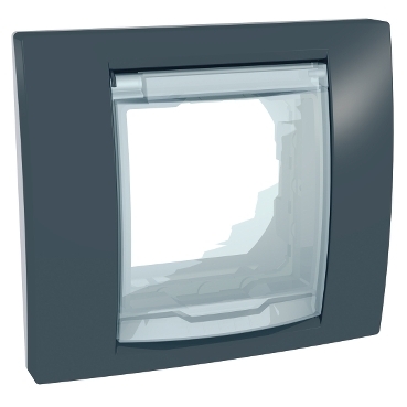 MGU61.002.877D - Unica Plus - cover frame with fixing frame - 1 gang - slate - white, Schneider Electric