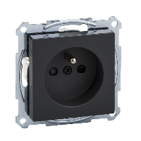 MTN2500-0414 - Socket-outlet with pin earth, shutter, screwless terminals, anthracite, System M, Schneider Electric