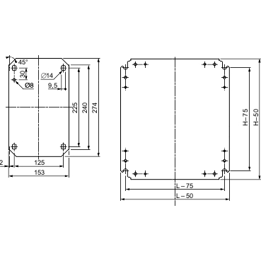 NSYMM66 - Plain mounting plate H600xW600mm made of galvanised sheet steel, Schneider Electric