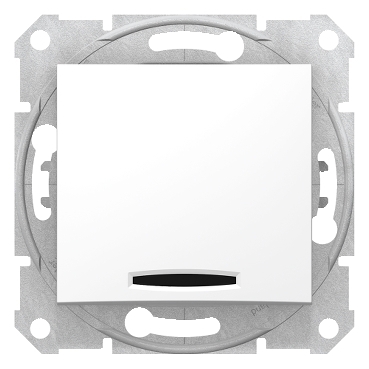 SDN1600121 - Sedna - 1pole pushbutton - 10A locator light, without frame white, Schneider Electric