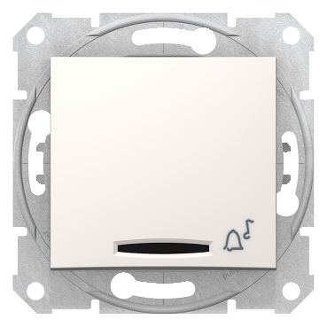 SDN1600423 - Sedna - 1pole pushbutton - 10A locator light, bell symbol, without frame cream, Schneider Electric
