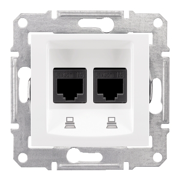 SDN4800121 - Sedna - double data outlet - RJ45 cat.6 UTP without frame white, Schneider Electric