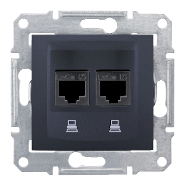 SDN5000170 - Sedna - double data outlet - RJ45 cat.6 STP without frame graphite, Schneider Electric