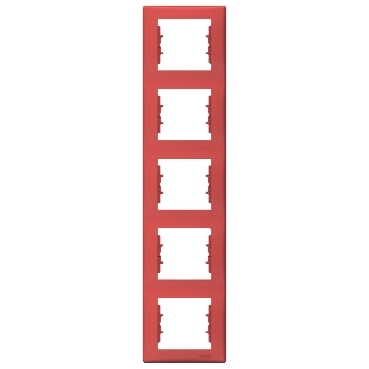 SDN5801541 - Sedna - vertical 5-gang frame - red, Schneider Electric