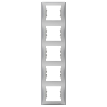 SDN5801560 - Sedna - vertical 5-gang frame - aluminium, Schneider Electric