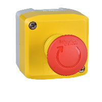 XALK1781 - yellow station - 1 red mushroom head pushbutton 40 turn to release 1NC