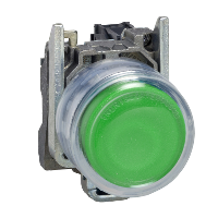 XB4BP31 - buton complet proeminent verde 22, revenire cu arc, 1NO, nemarcat