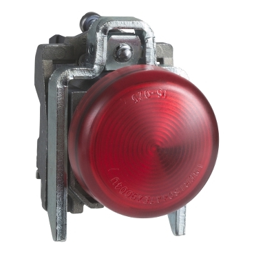 XB4BVG4 - lampa pilot completa rosie diam.22, lentila simpla cu LED integral de 110...120V, Schneider Electric