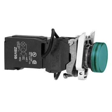 XB5AV5B3 - green complete pilot light diam.22 plain lens with integral LED 400V, Schneider Electric