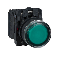 XB5AW3365 - buton iluminat verde diam. 22 - incastrat, revenire cu arc - 250 V - 1NO+1NC, Schneider Electric