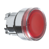 ZB4BW34 - cap de buton iluminat, incastrat, rosu, diam.22, revenire cu arc, pt. becuri BA9s, Schneider Electric