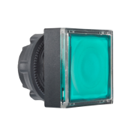 ZB5CW333 - cap verde patrat, incastrat, buton luminos diam.22 cu revenire, pt. LED integral, Schneider Electric