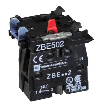 ZBE502 - single contact block for head diam.22 1NC screw clamp terminal, Schneider Electric