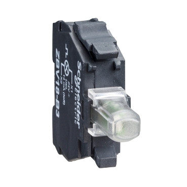 ZBVJ1 - white light block for head diam.22 integral LED 12V screw clamp terminals, Schneider Electric