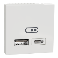 NU301818 - Noua Unica, Priza dubla incarcare USB 2.0 2m A+C alb, Schneider Electric