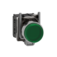 XB4BW13B5 - Illuminated push button, Harmony XB4, green flush, universal LED, 22mm, spring return, plain lens, 1NO + 1NC, 24V AC DC, Schneider Electric