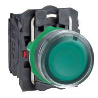 XB5AW3345 - Buton Luminos Complet Verde Incastrat Ø22 cu Revenire 1Nd+1Ni 220…240V, Schneider Electric